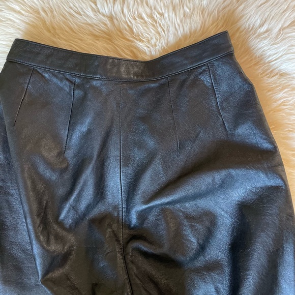 90s vintage black leather pants fitted 90s sleaze Y2K Mix It 100% genuine - Picture 7 of 7